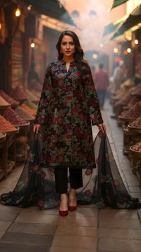 Thumbnail for Black Forest 2 Piece CO-ORD Set Silk - ELORA OFFICIAL