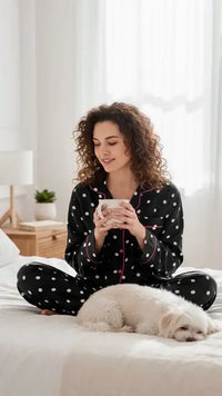 Thumbnail for Black ⚫️ Polka Poly Linen