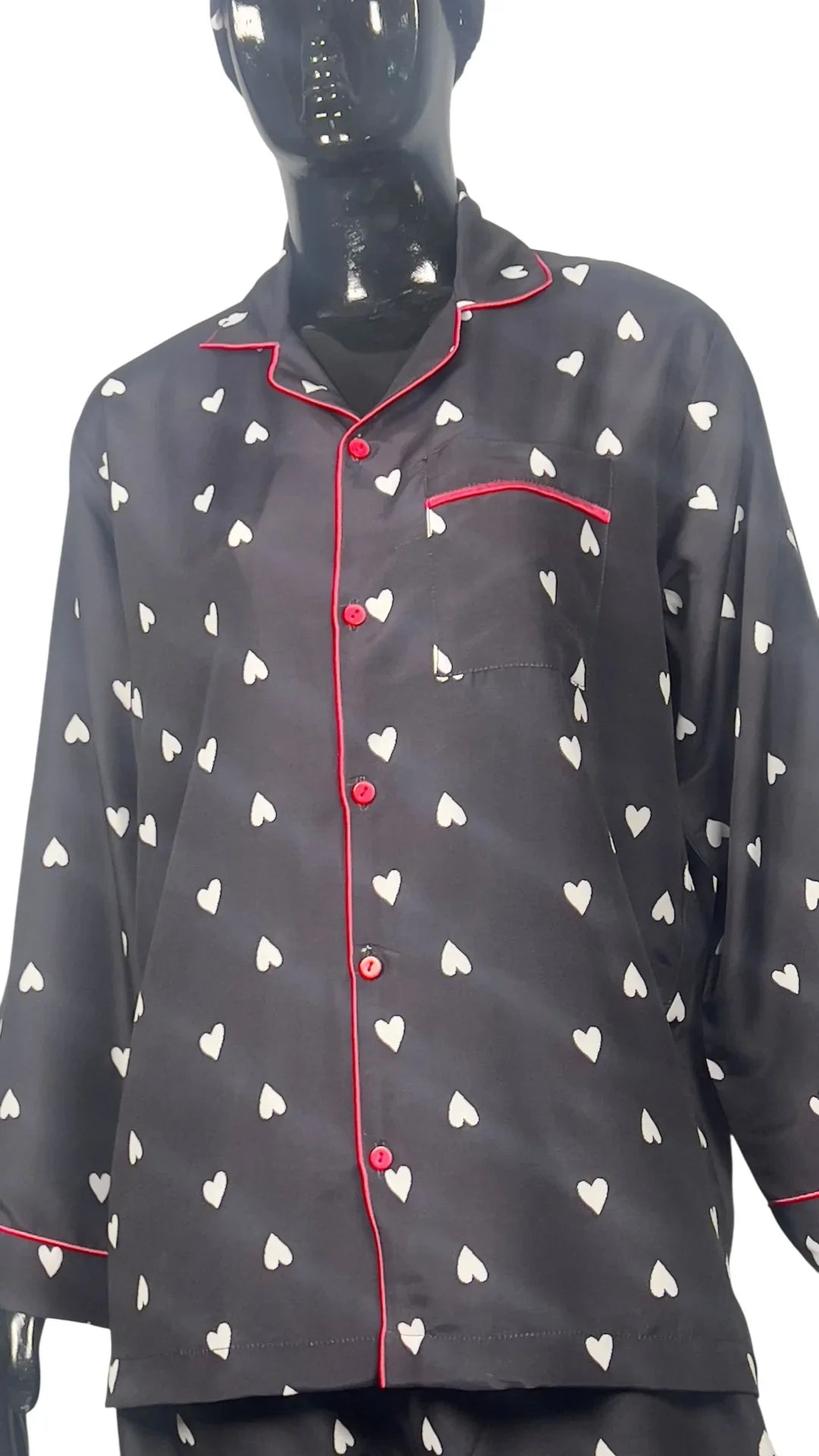 Black 🖤 Hearts Poly Linen - ELORA OFFICIAL