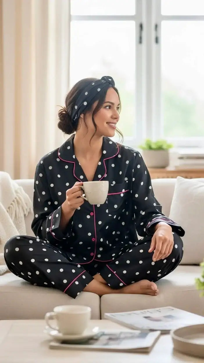 Black ⚫️ Polka Poly Linen