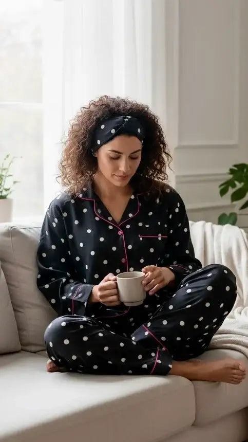 Black ⚫️ Polka Poly Linen