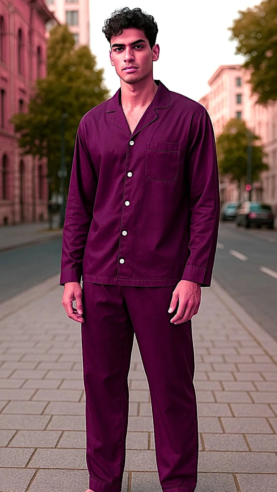 Men’s Solid Plum Linen - ELORA OFFICIAL