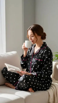 Thumbnail for Black ⚫️ Polka Poly Linen