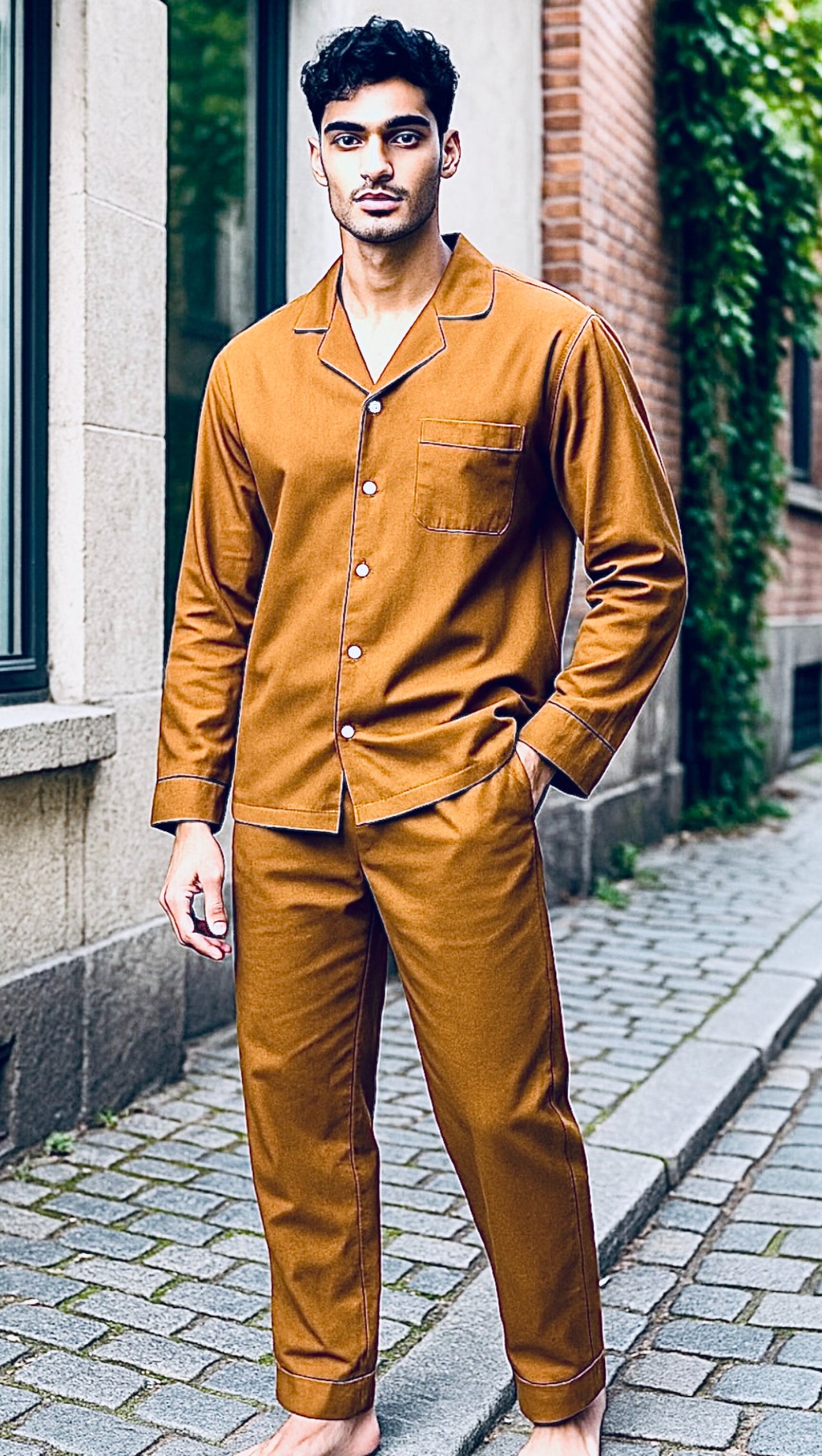 Men’s Solid Mustard Linen