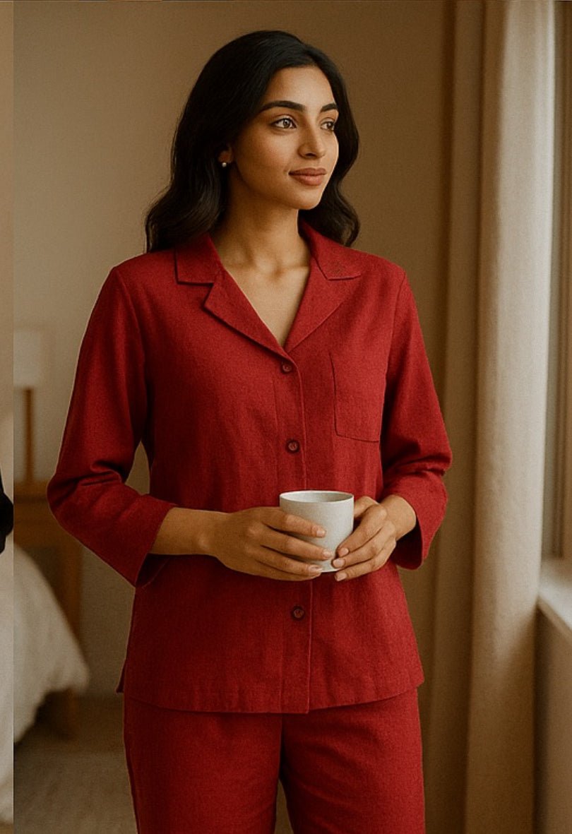 Solid Red Linen - ELORA OFFICIAL 