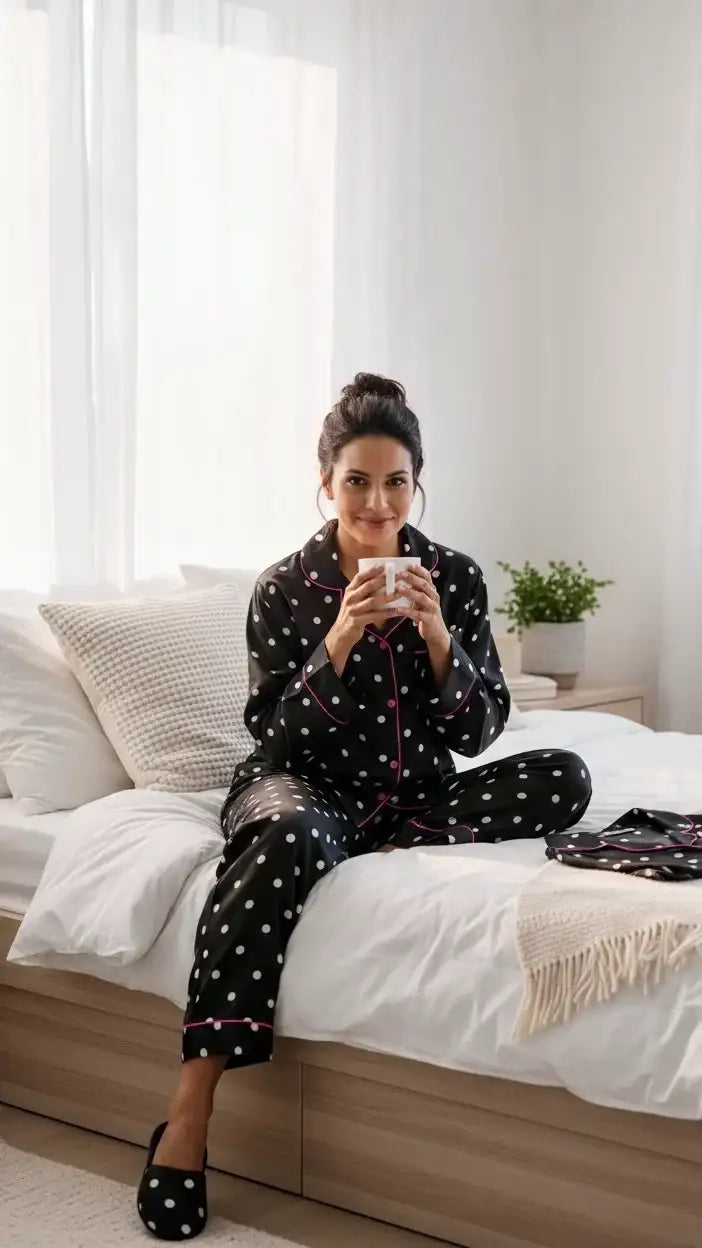 Black ⚫️ Polka Poly Linen