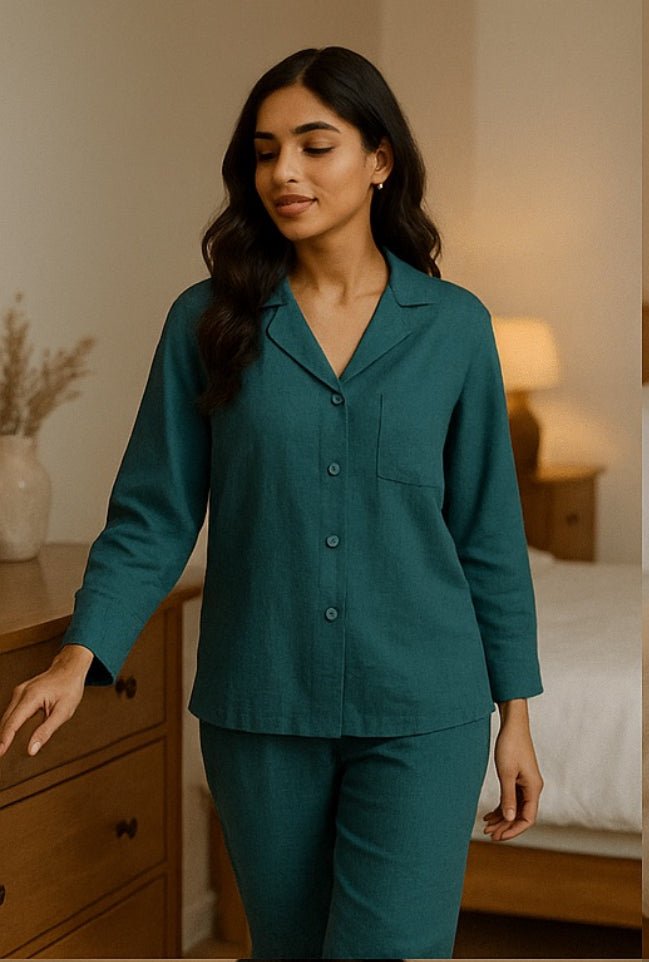 Solid Teal Linen - ELORA OFFICIAL 
