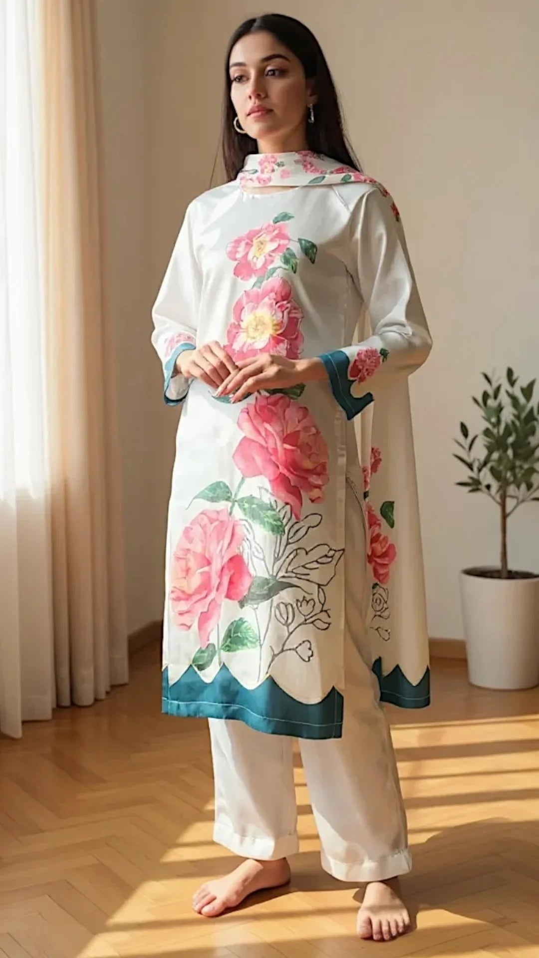 Eden 3 Piece CO-ORD Set Floral Silk - ELORA OFFICIAL