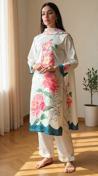 Thumbnail for Eden 3 Piece CO-ORD Set Floral Silk - ELORA OFFICIAL