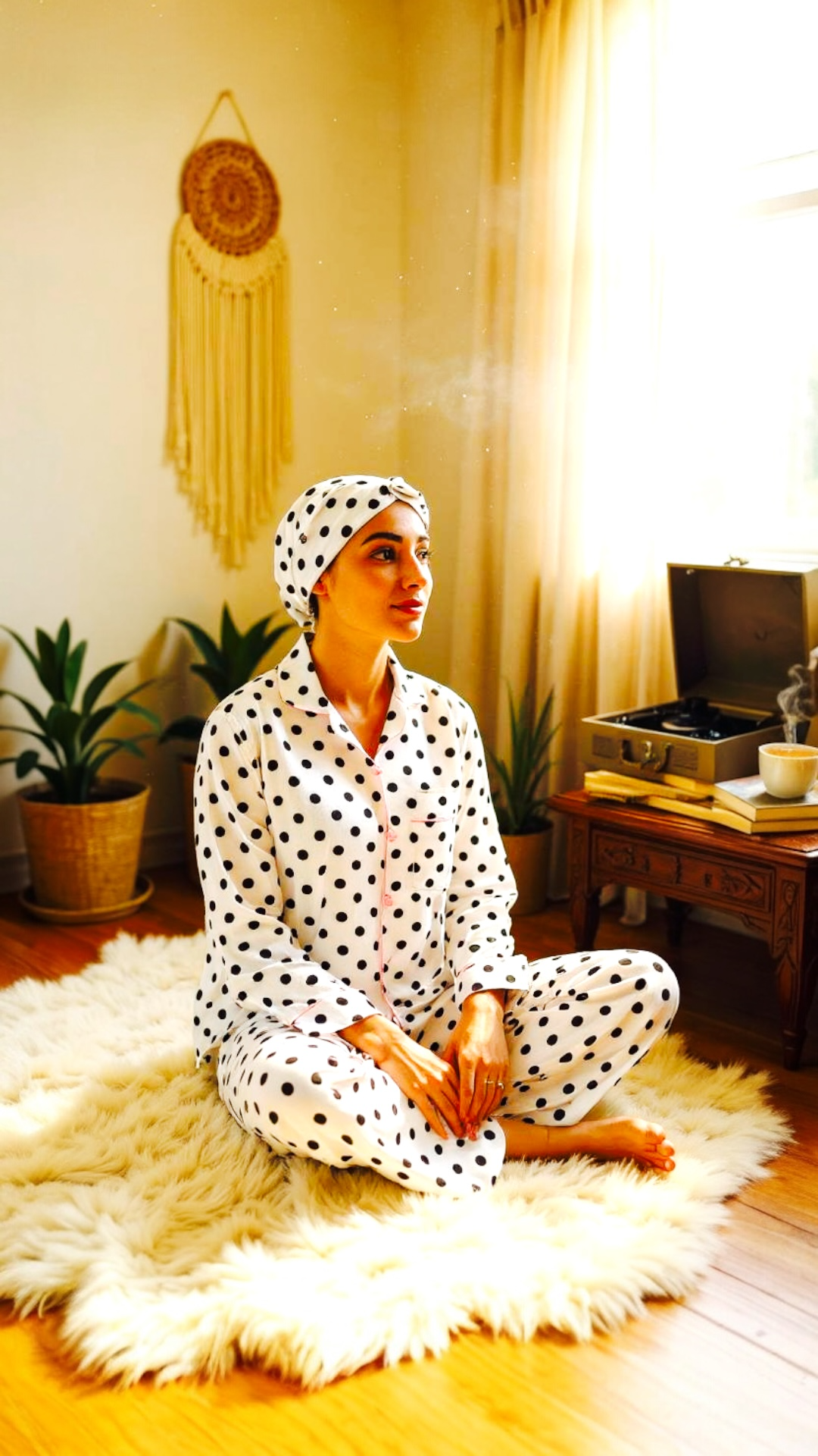 White 🐼 Polka Linen