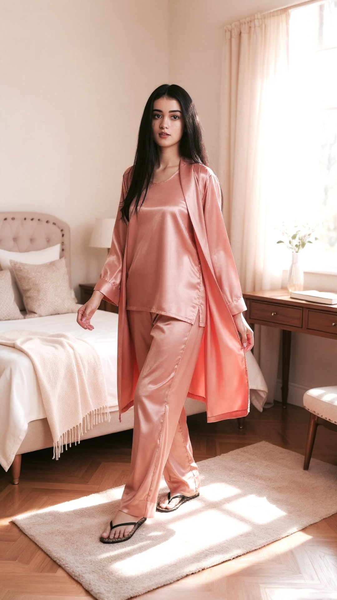 Mulberry Silk 3 Piece Robe Set Solid (10 Colors)