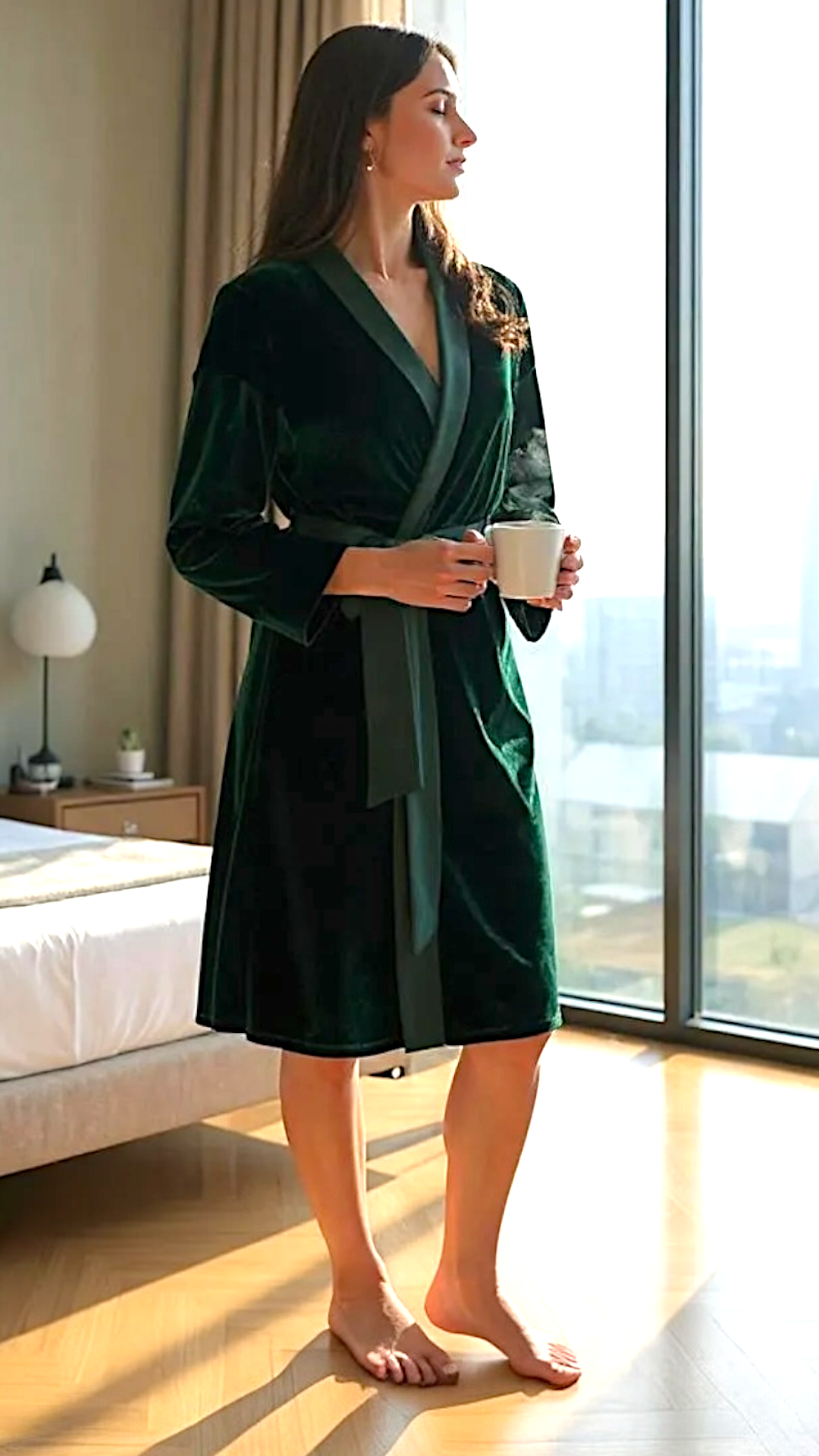 Emerald Velvet Solid Robe | Gown