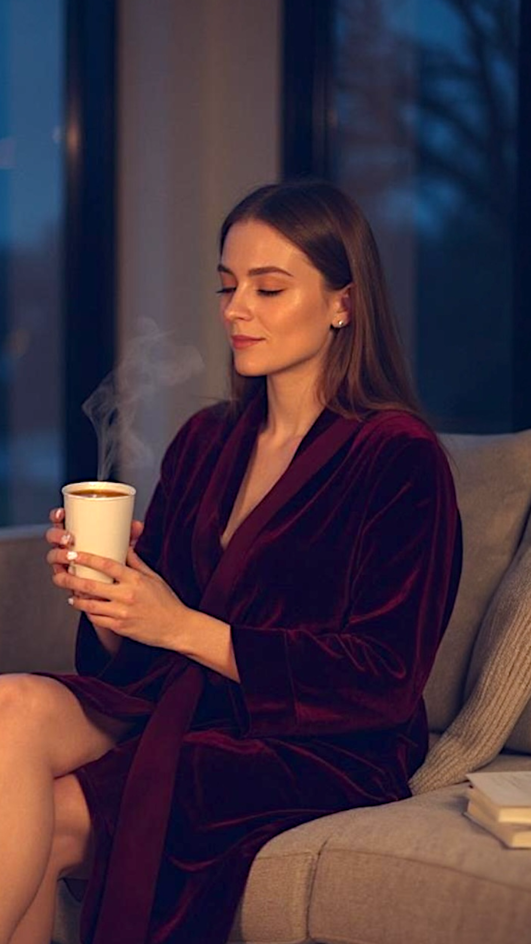 Plum Velvet Solid Robe | Gown