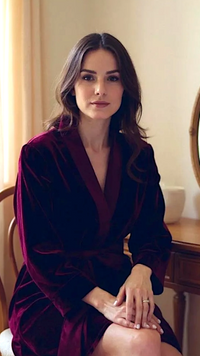 Thumbnail for Plum Velvet Solid Robe | Gown