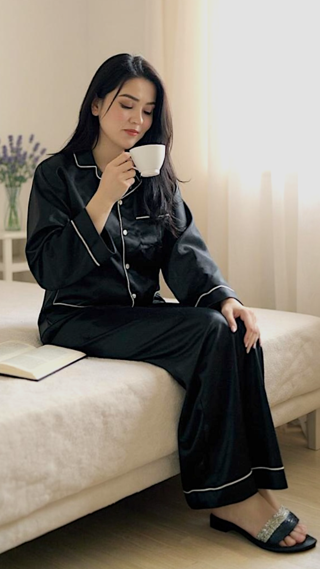 Plain Black Silk