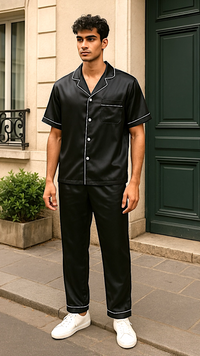 Thumbnail for Men’s Plain Black Silk