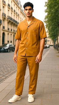 Thumbnail for Men’s Solid Mustard Linen