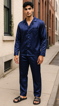 Thumbnail for Men’s Solid Navy Silk