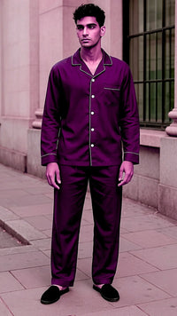 Thumbnail for Men’s Plain Plum Linen - ELORA OFFICIAL