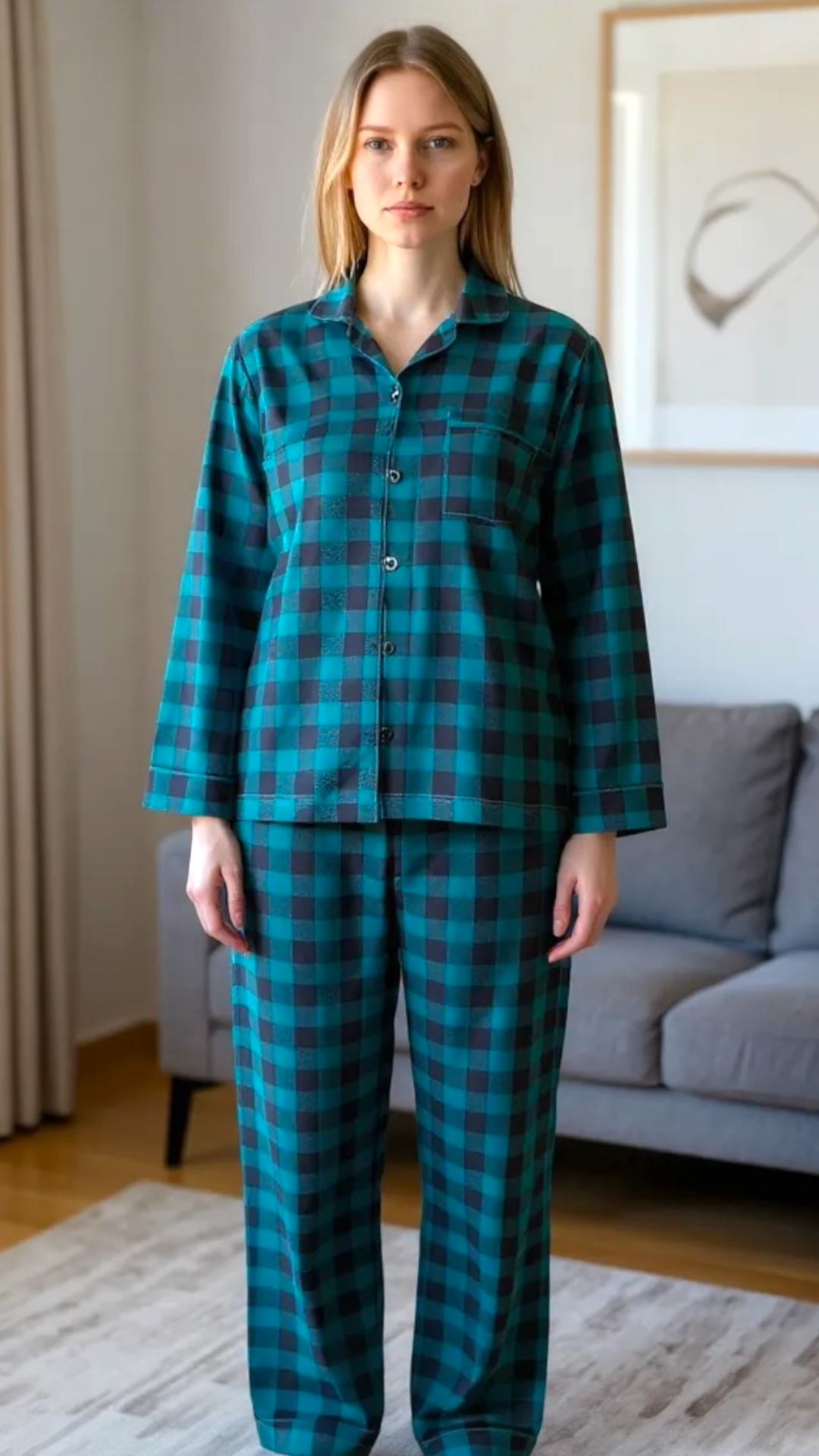 Teal 🏁 Checkered Poly Linen