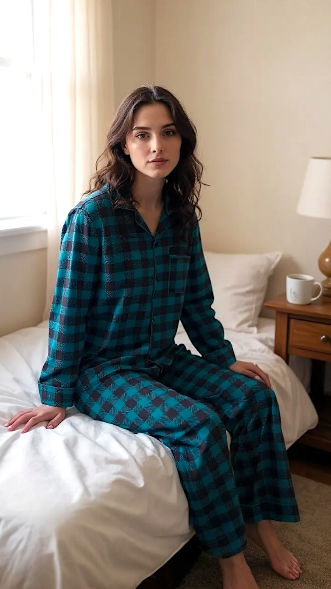Teal 🏁 Checkered Poly Linen