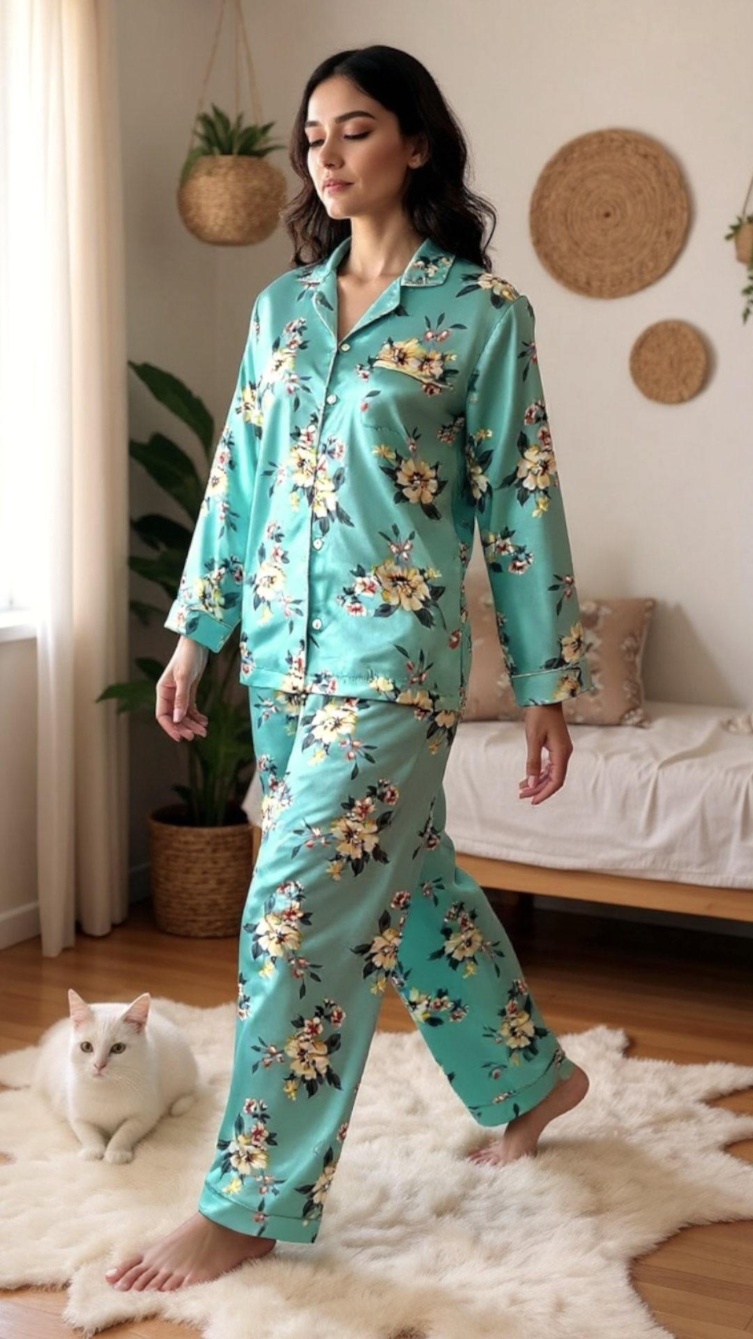 Teal 🌼 Floral Silk