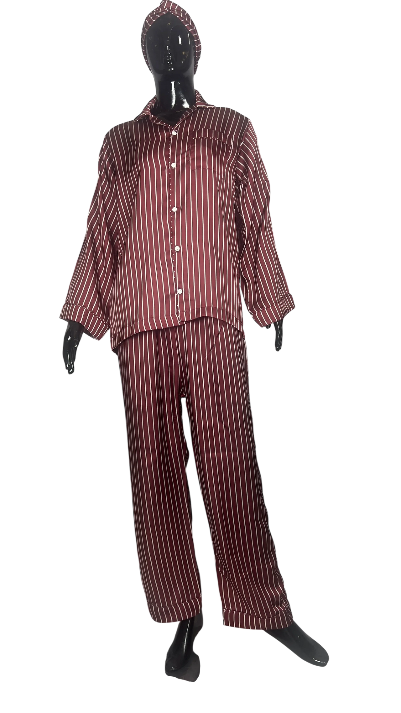 Maroon 🇱🇻 Striped Silk - ELORA OFFICIAL