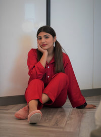 Thumbnail for Solid Red Linen - ELORA OFFICIAL 