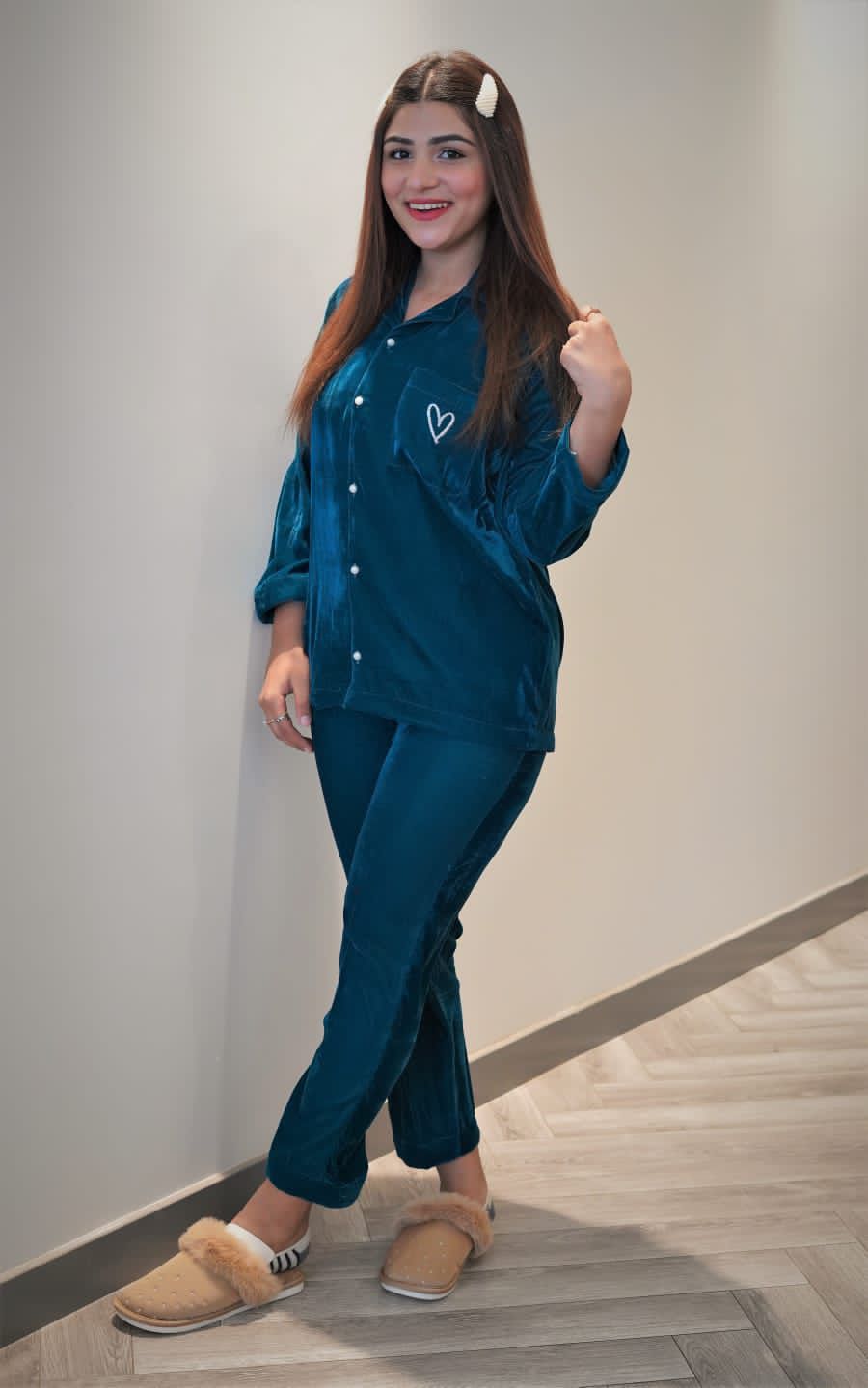 Teal Velvet Solid - ELORA OFFICIAL PJs