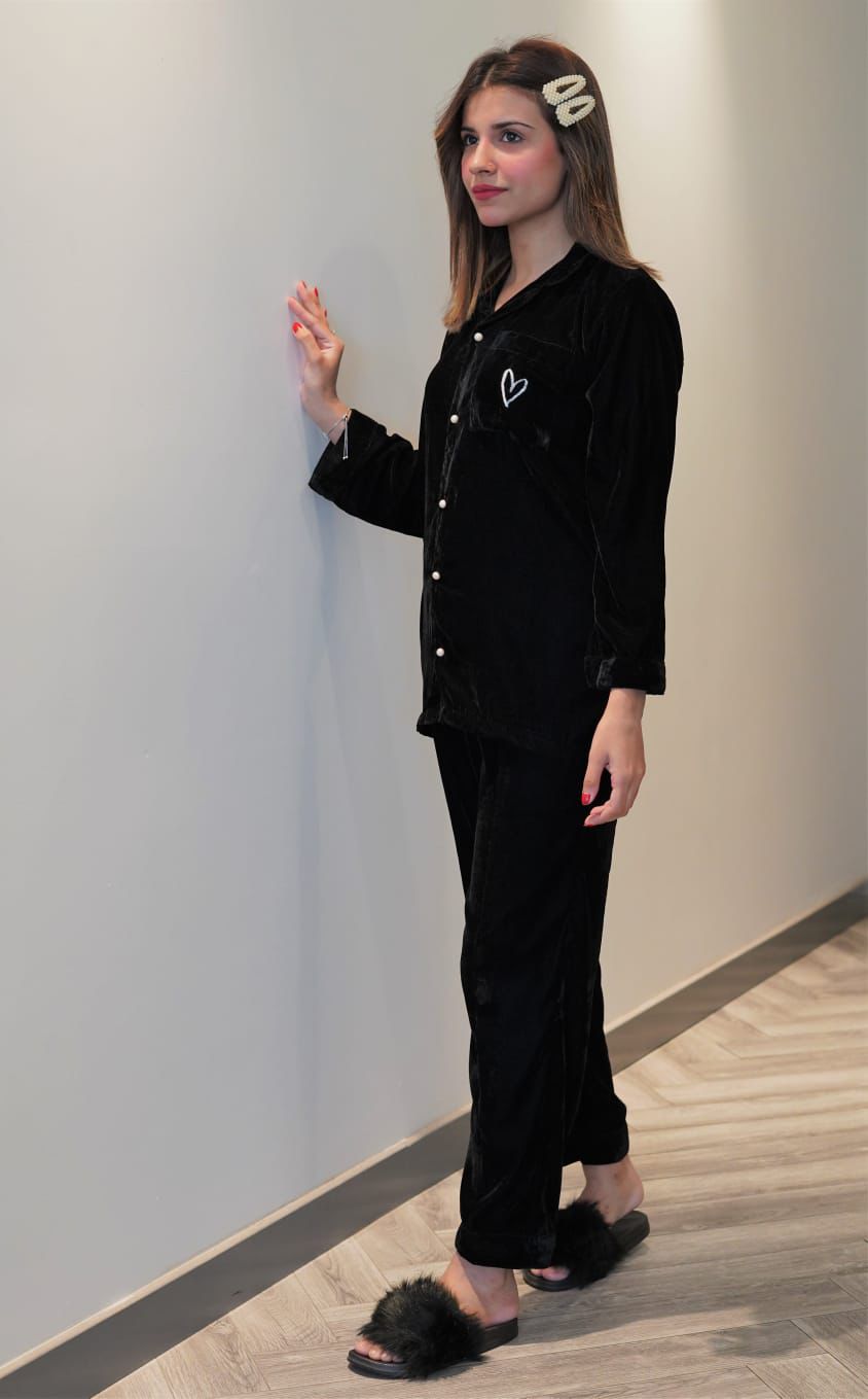 Black Velvet Solid - ELORA OFFICIAL PJs