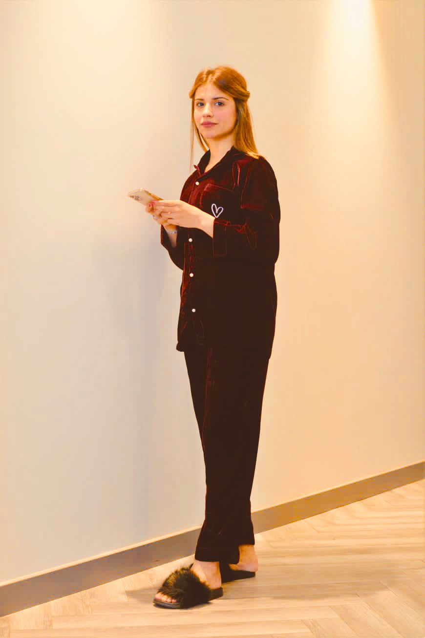 Maroon Velvet Solid - ELORA OFFICIAL PJs