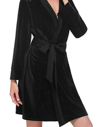 Thumbnail for Black Velvet Solid Robe | Gown - ELORA OFFICIAL Velvet Robe | Gown