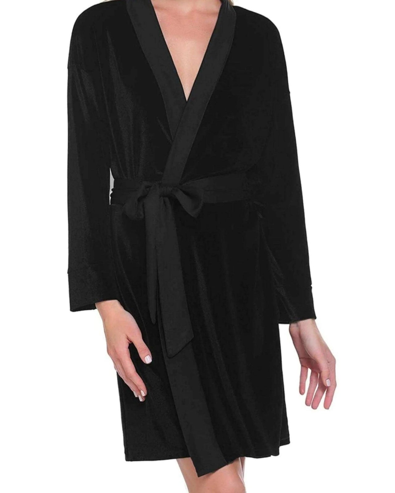 Black Velvet Solid Robe | Gown - ELORA OFFICIAL Velvet Robe | Gown