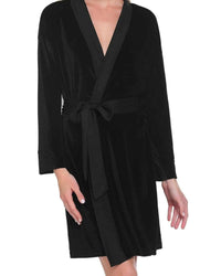 Thumbnail for Black Velvet Solid Robe | Gown - ELORA OFFICIAL Velvet Robe | Gown