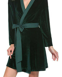 Thumbnail for Emerald Velvet Solid Robe | Gown - ELORA OFFICIAL Velvet Robe | Gown