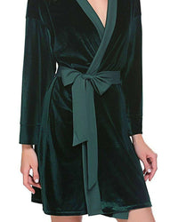 Thumbnail for Emerald Velvet Solid Robe | Gown - ELORA OFFICIAL Velvet Robe | Gown
