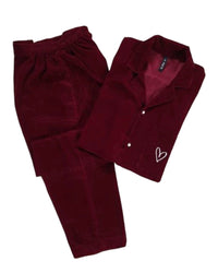 Thumbnail for Maroon Velvet Solid - ELORA OFFICIAL PJs