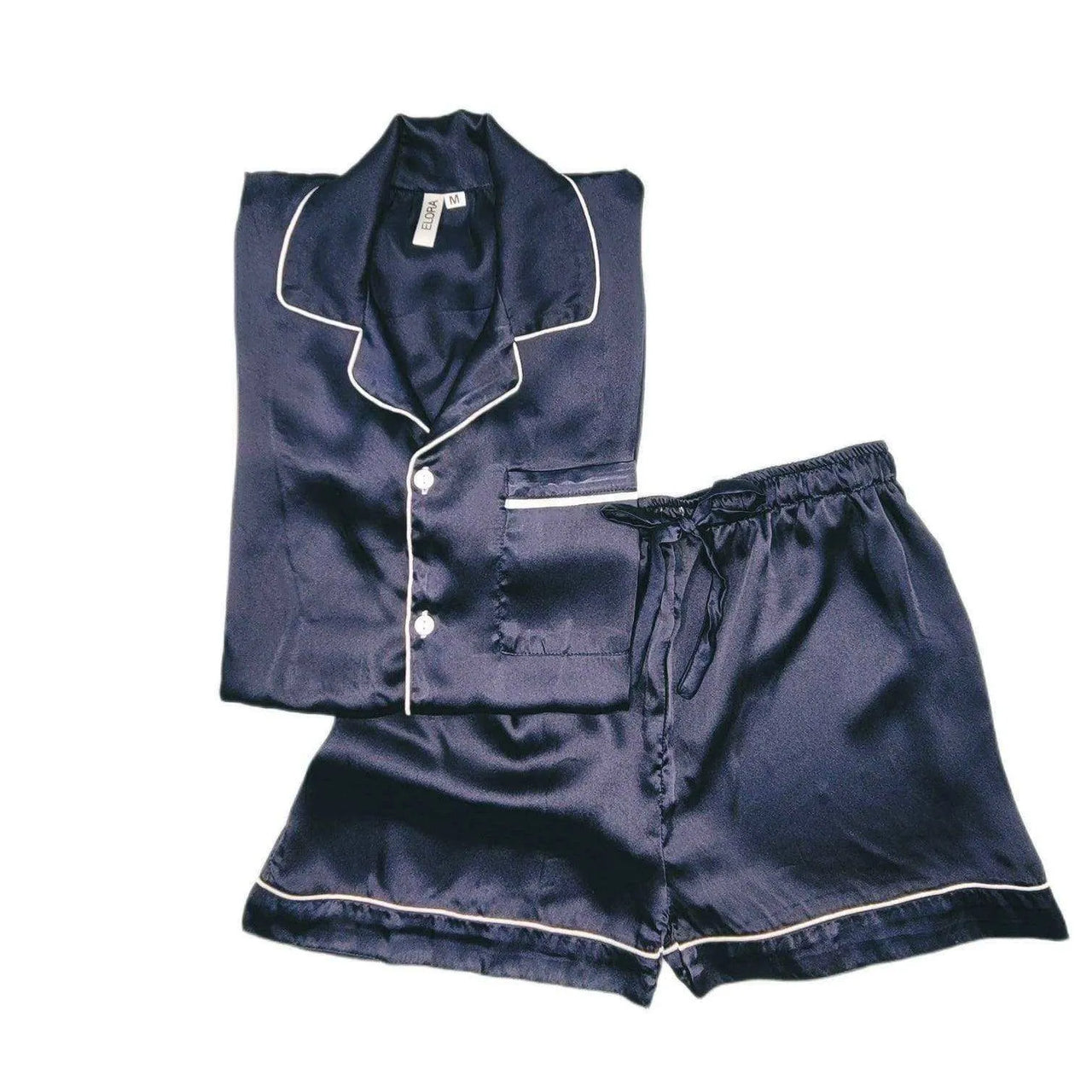 Navy Silk Shorts - ELORA OFFICIAL PJs