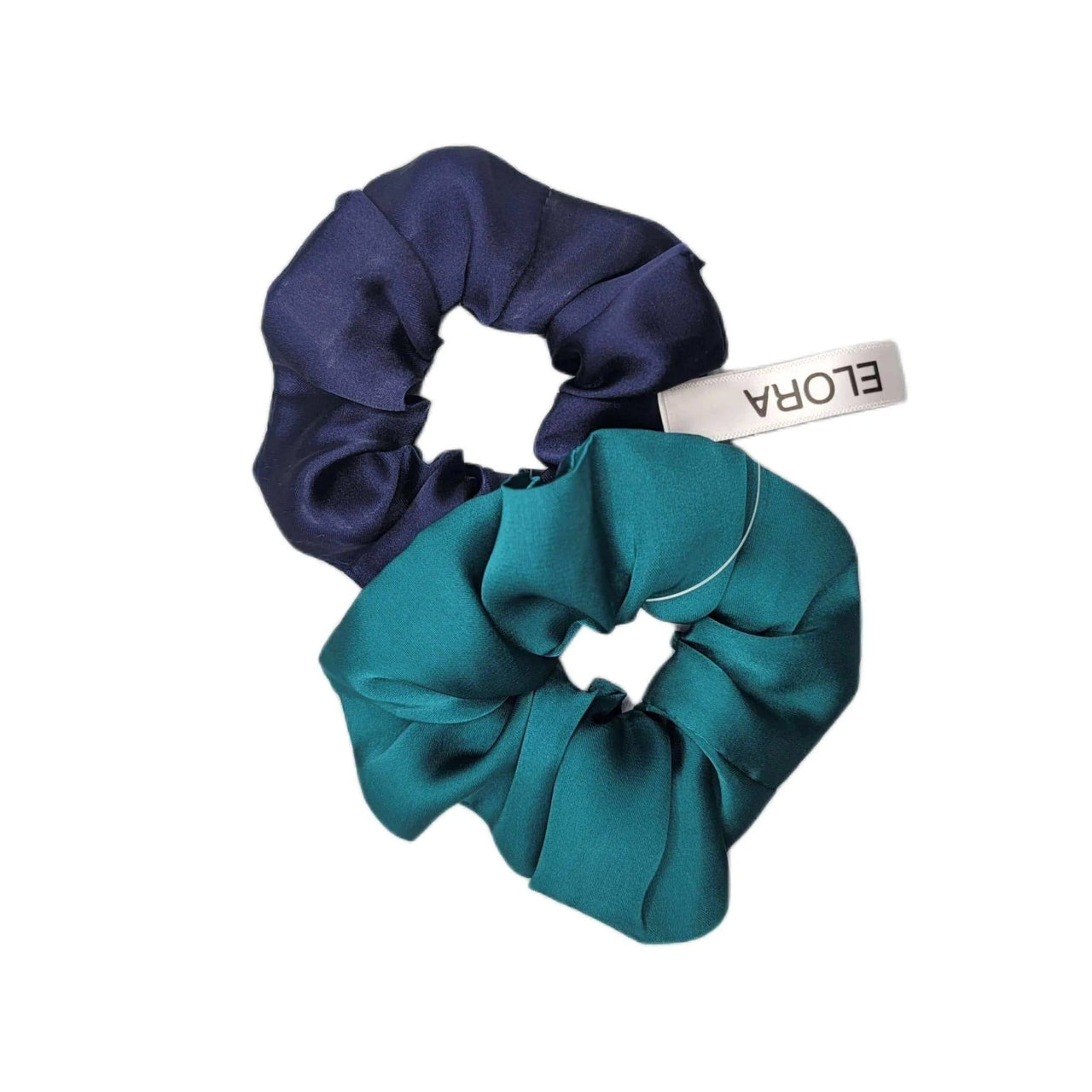 Navy/Teal Silk Scrunchy Set - ELORA OFFICIAL Headband & Scrunchy