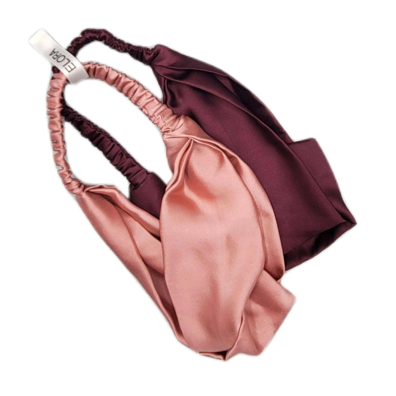 Nude/Plum Silk Headband Set - ELORA OFFICIAL Headband & Scrunchy