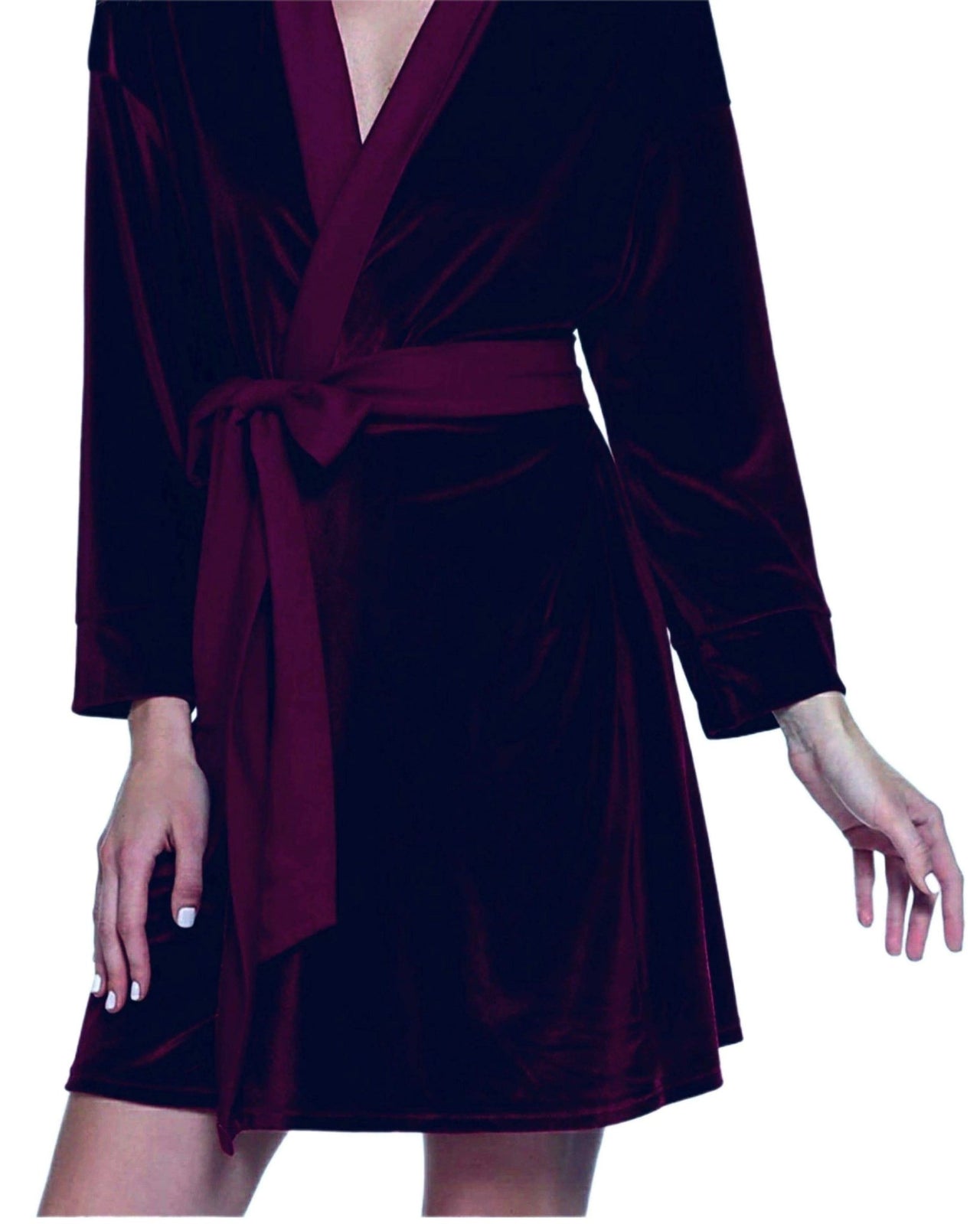 Plum Velvet Solid Robe | Gown - ELORA OFFICIAL Velvet Robe | Gown