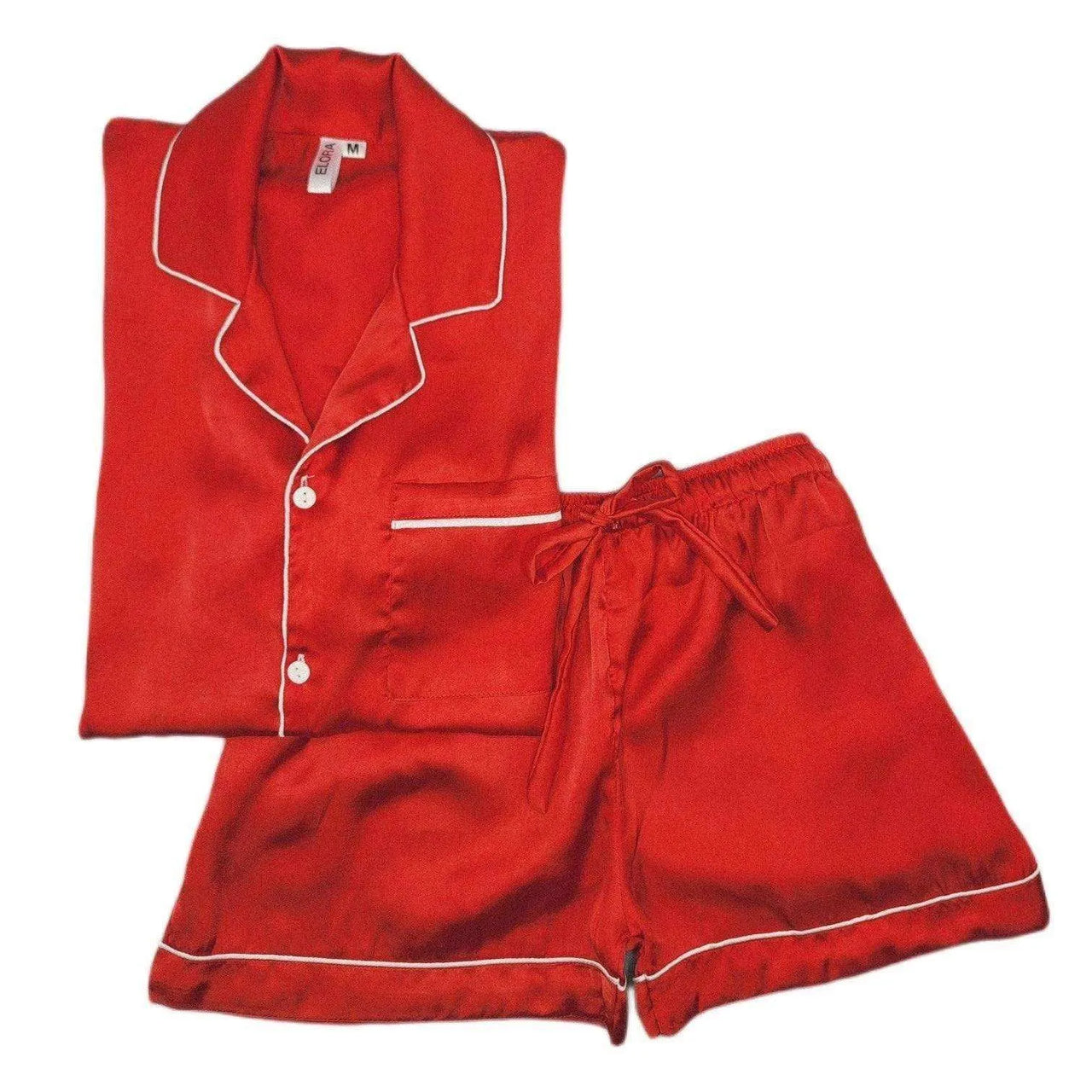 Red Silk Shorts - ELORA OFFICIAL PJs
