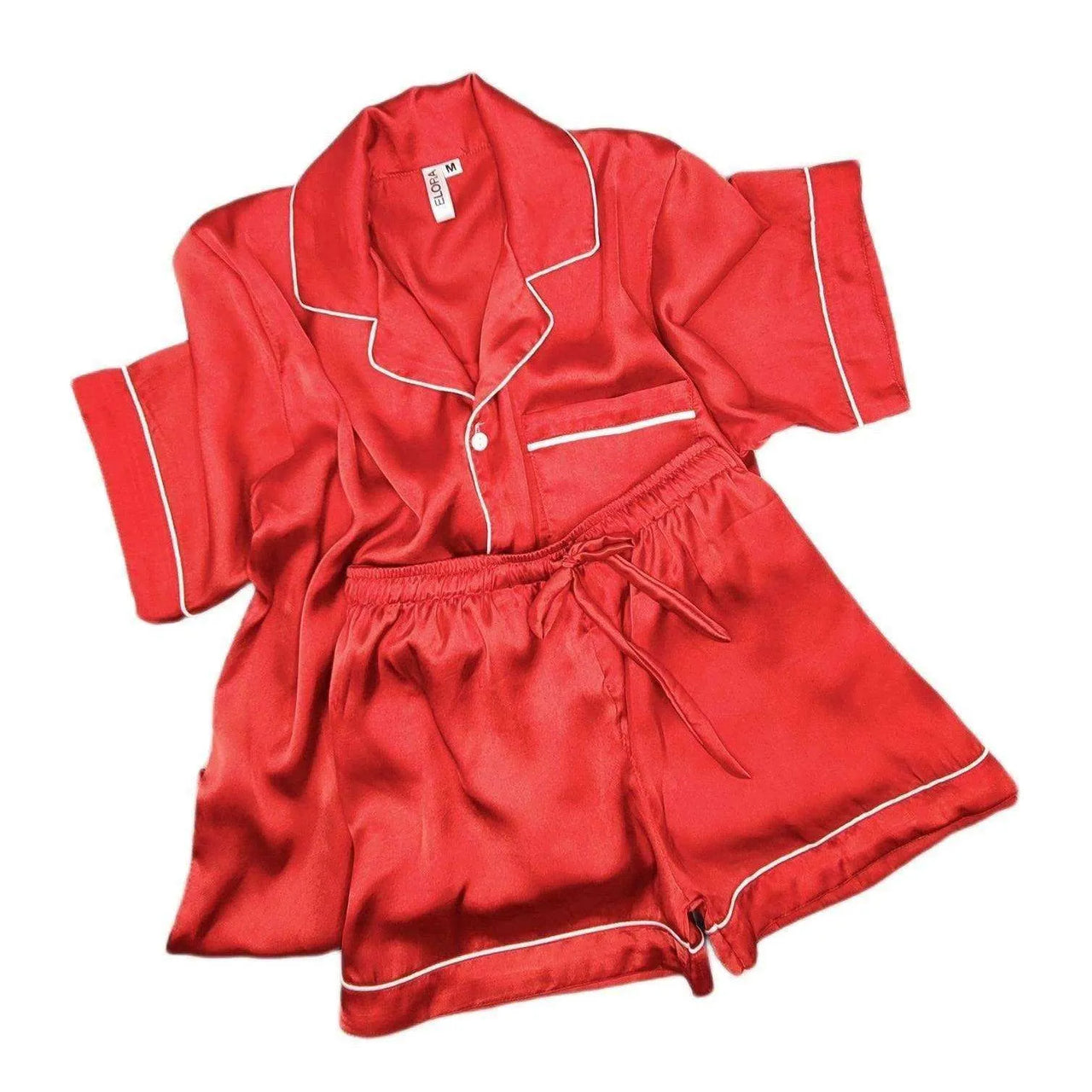 Red Silk Shorts - ELORA OFFICIAL PJs