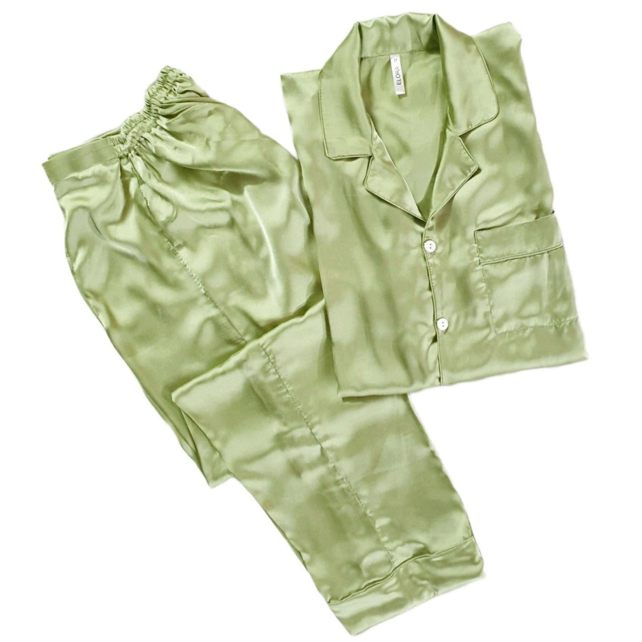Solid Olive Silk - ELORA OFFICIAL 