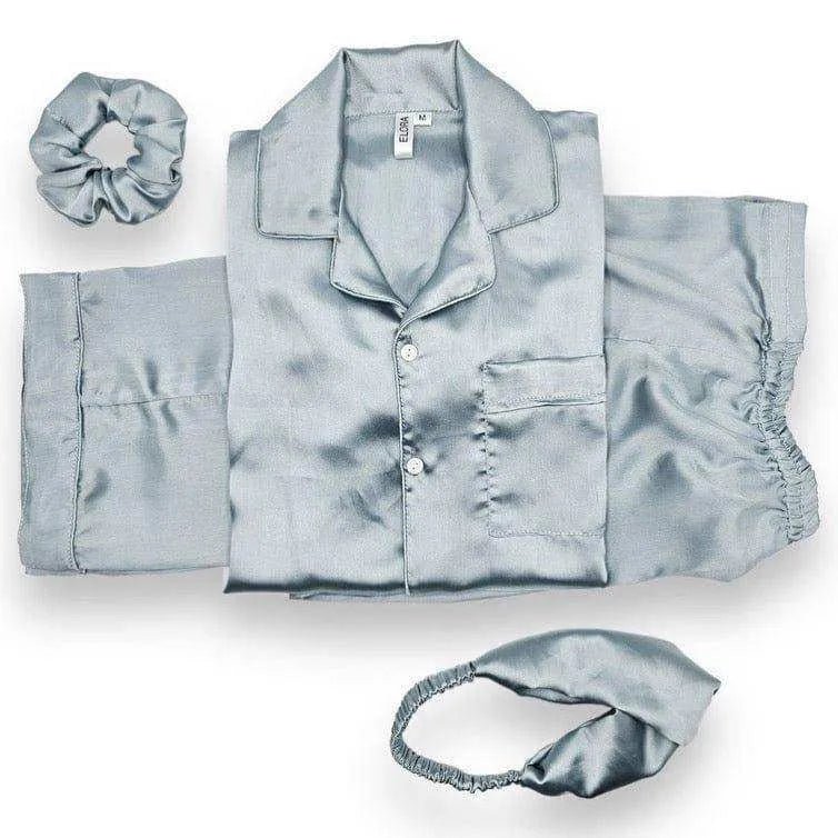Solid Powder Blue Silk - ELORA OFFICIAL 