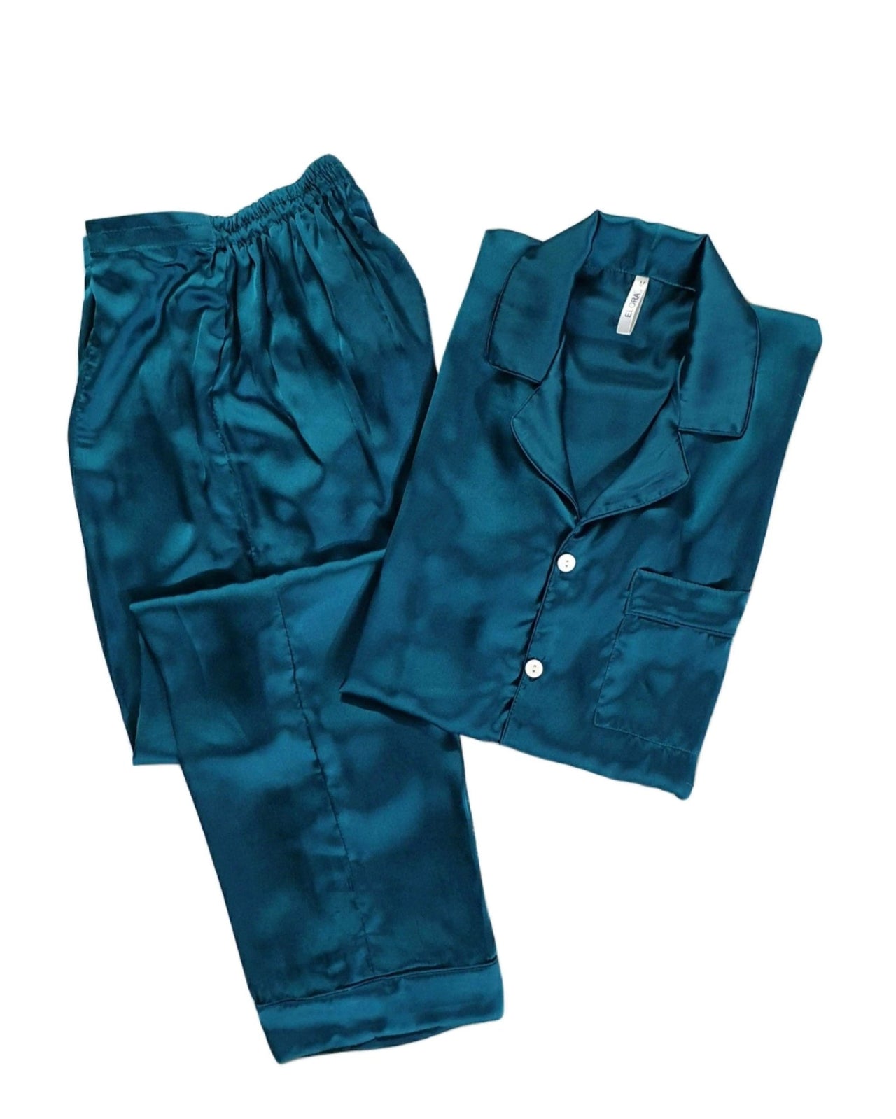 Solid Teal Silk - ELORA OFFICIAL 
